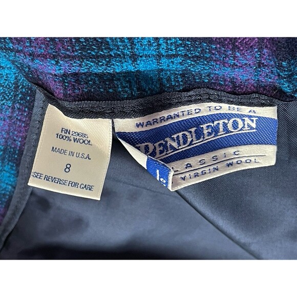 Vintage Pendleton Women 8 2 Piece Suit Blazer Skirt Virgin Wool Tartan Plaid 80s - Picture 16 of 16